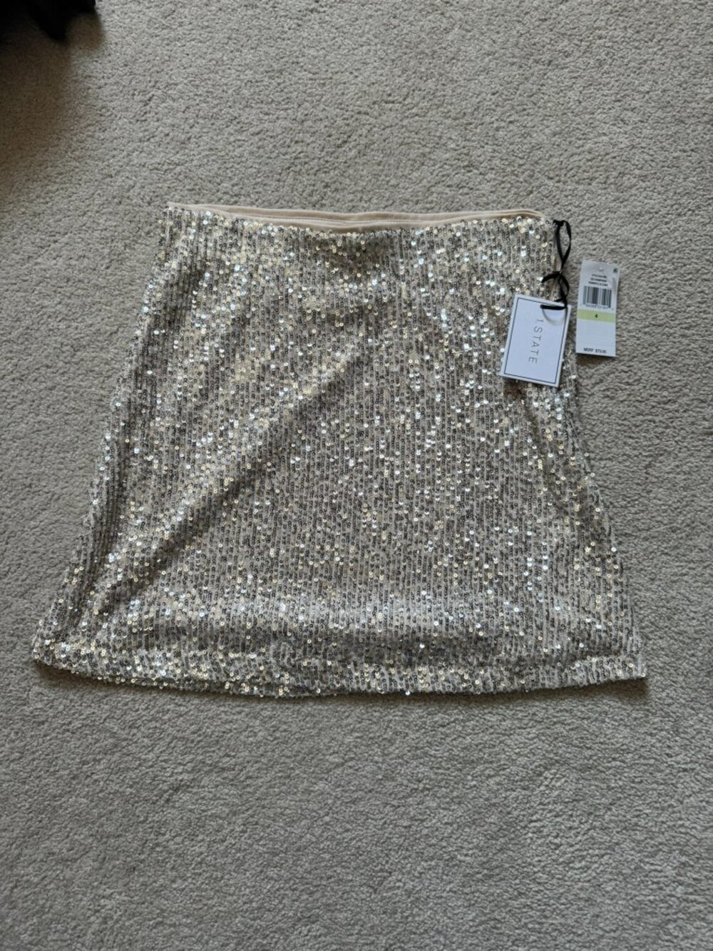 NWT 1.STATE Champagne Sequin Mini Skirt Size 4 Holiday Party